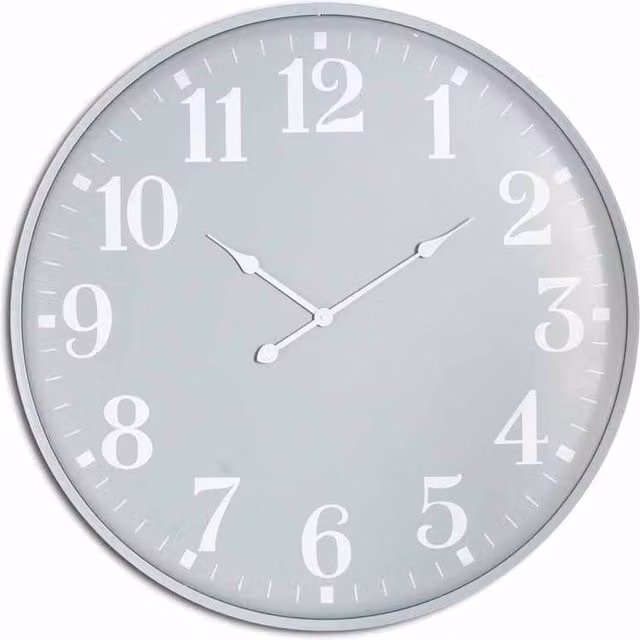 Lemon Pavilion Furniture and Decor Ashmount Large Modern Metal Wall Clock, Grey, W80 x H80 cm