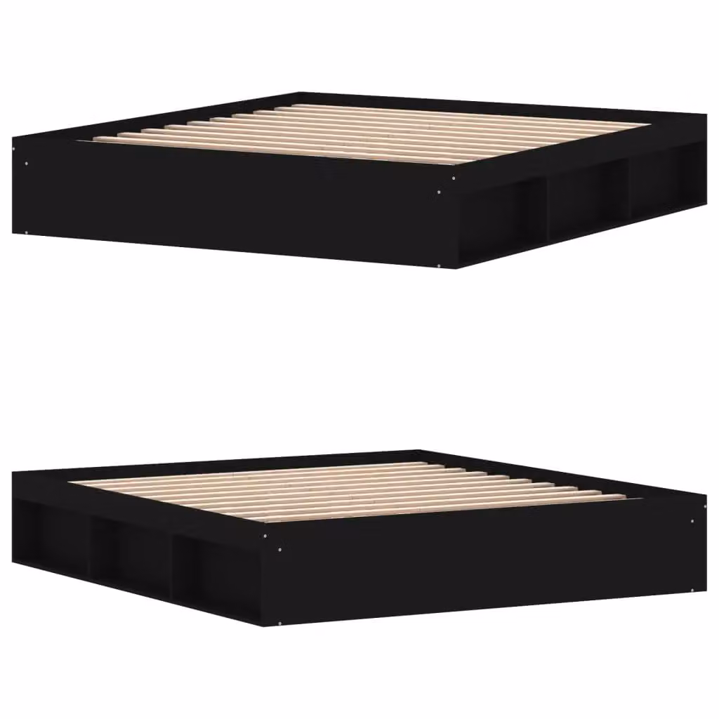 Berkfield Home Modern Black Bed Frame with Side Compartments, W/D/H: 180 x 200 cm – 3