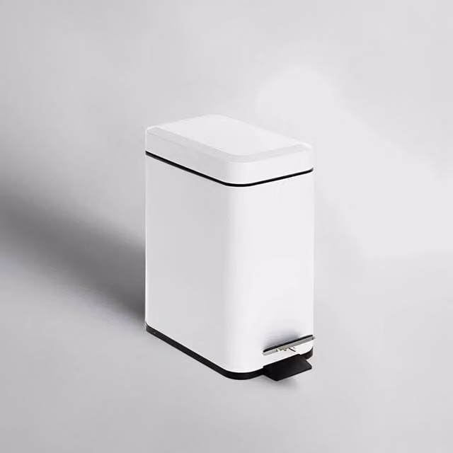EONLION White 5 L Slim Pedal Bin with Removable Inner Bucket