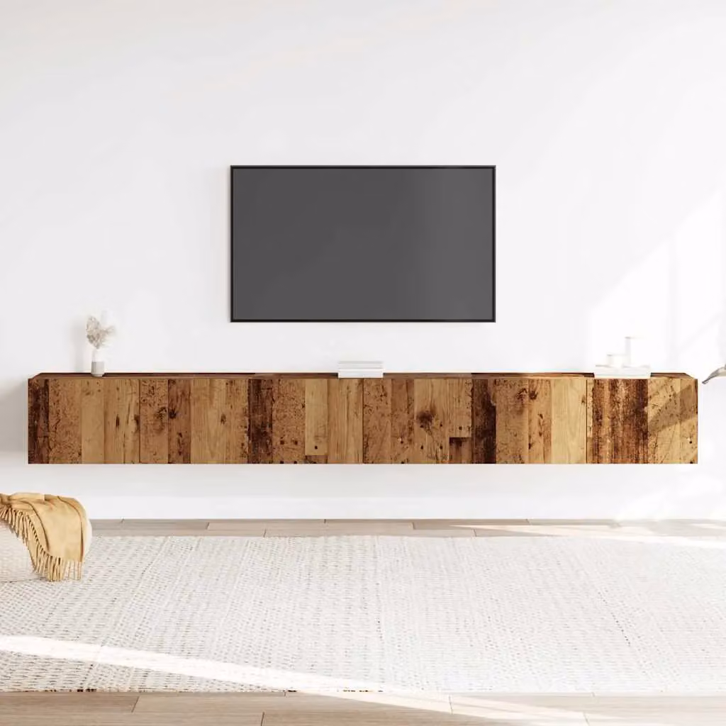 Berkfield Home 3 Piece Wall-mounted TV Cabinet Set in Brown and Multicolour Old Wood Finish – 2