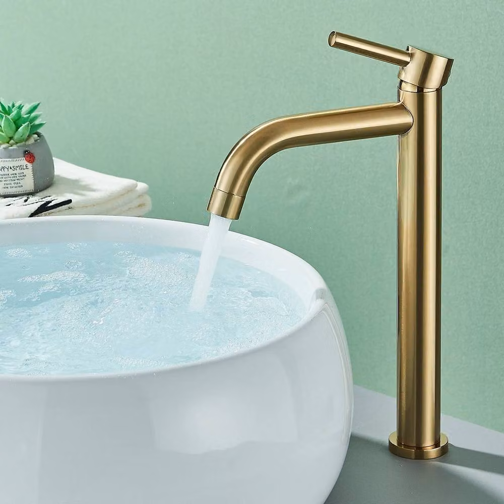VOGREX Brushed Gold Tall Basin Mixer Tap Single Lever Bathroom Sink Faucet – 2