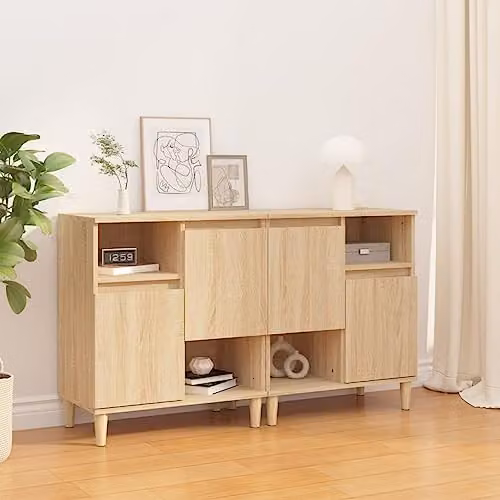 vidaXL Set of 2 Sonoma Oak Sideboards in Engineered Wood, W/D/H: 60 x 35 x 70 cm – 2