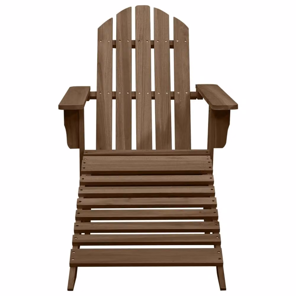 Berkfield Home Elegant Garden Lounge Chair with Ottoman in Brown Treated Pine Wood – 3
