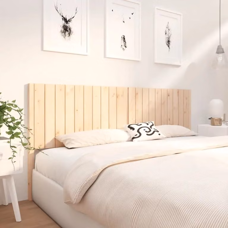 Berkfield Home Rustic Solid Pine Wood Bed Headboard, Brown, W: 205.5 cm, D: 4 cm, H: 100 cm