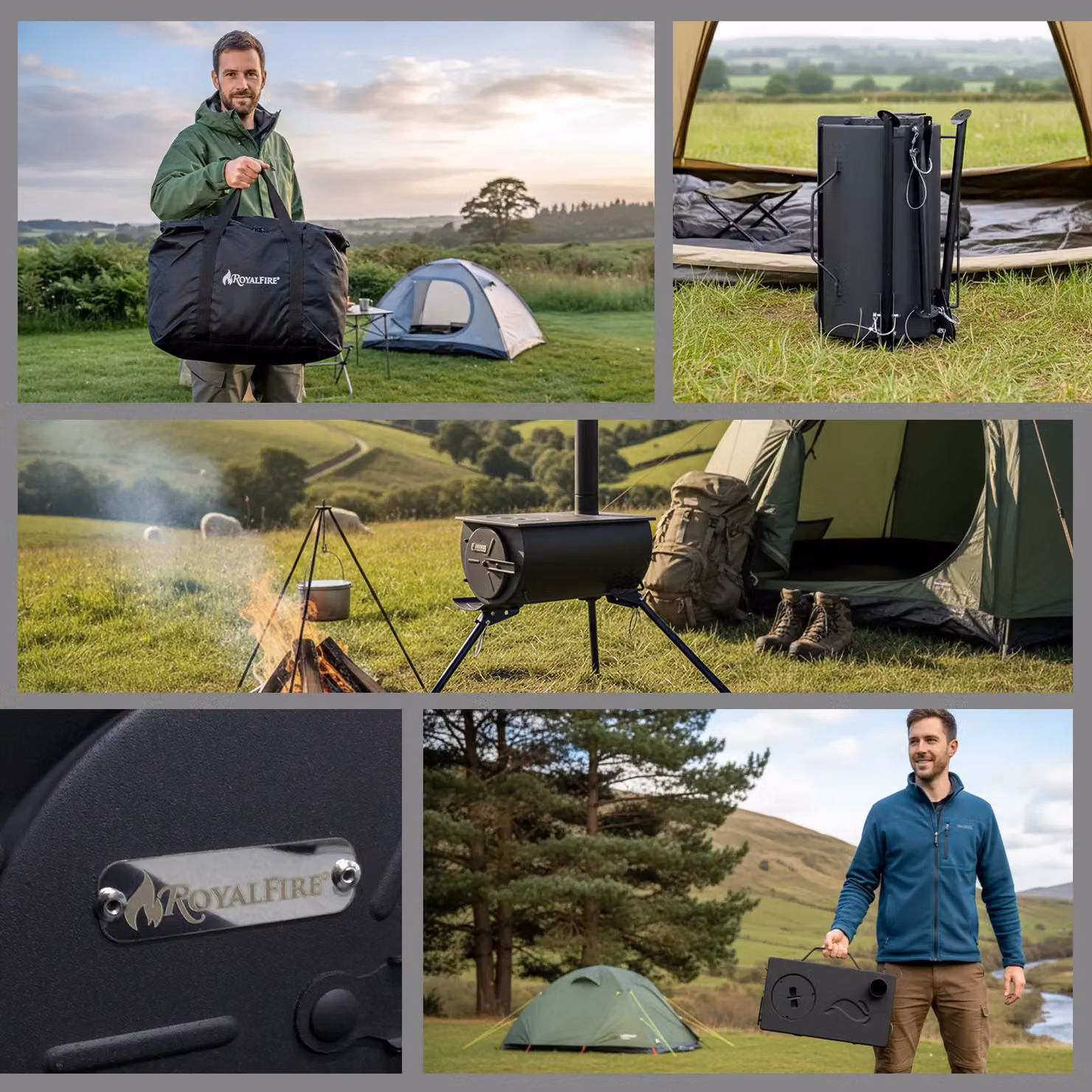 RoyalFire Orion Portable Tri-Pod Tent Stove in Black, W/D/H: 45 x 30 x 25 cm – 5