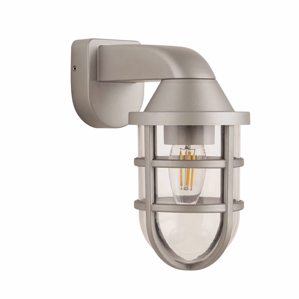 Lighting Collection Lighthouse Maritime Silver Outdoor Wall Lantern with Transparent Glass – 3