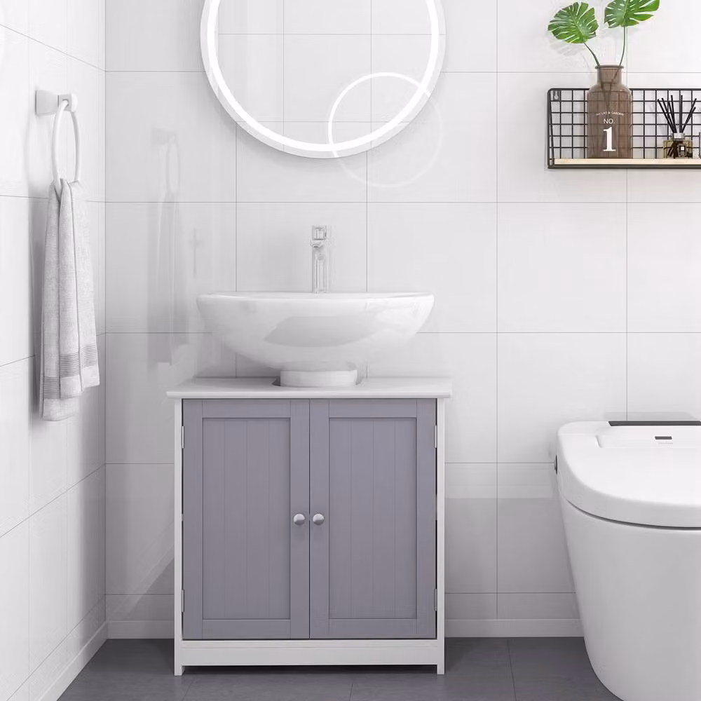 Wyld Haus Rova Compact Under Sink Bathroom Cabinet in Grey with Internal Shelves and Hinged Doors W/D/H: 60 x 30 x 60 cm – 4