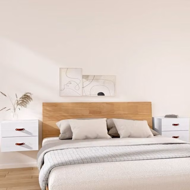Berkfield Home Wall-mounted Bedside Cabinets, 2 Pack, White, W: 50 cm, D: 36 cm, H: 40 cm