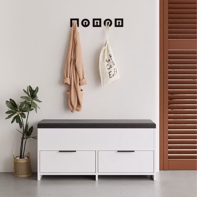 Decortie Cove Modern Shoe Storage Bench - White