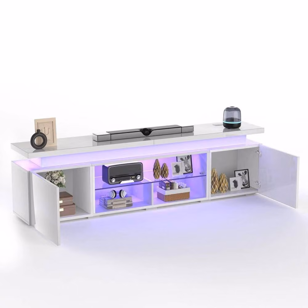 SPETLEK High Gloss Modern TV Stand Cabinet in White – 2