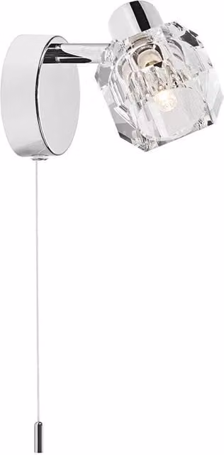 Happy Homewares Modern Adjustable Wall Light with Transparent Glass Cube Shade in Silver