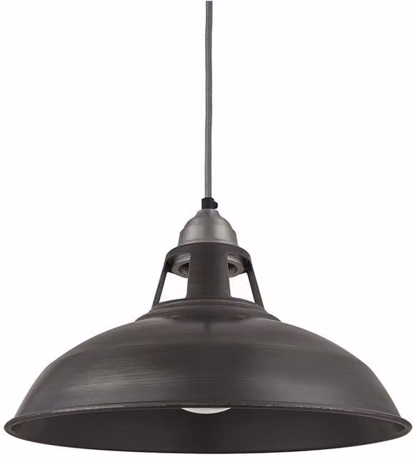 Industville Old Factory Slotted Pendant Light in Pewter and Dark Grey, Diameter: 38.1 cm – 1