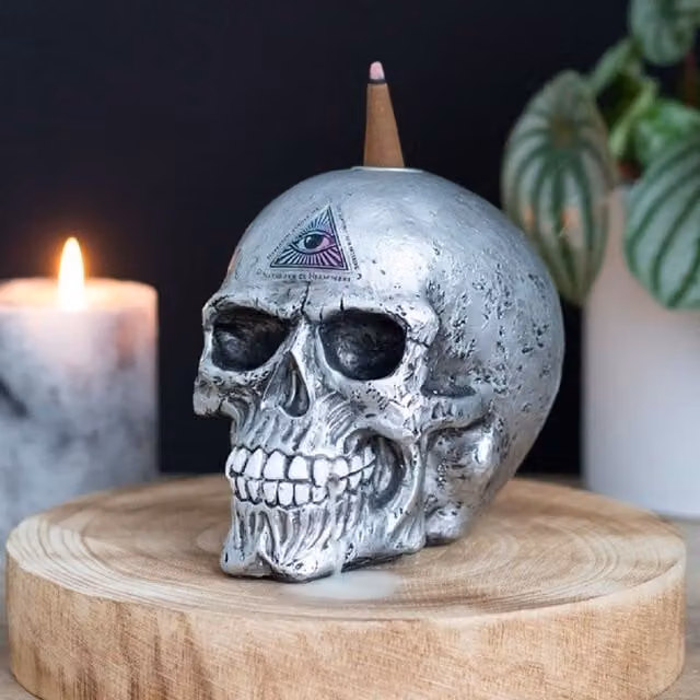 Alchemy Gothic The Void Backflow Incense Burner in Silver Metal