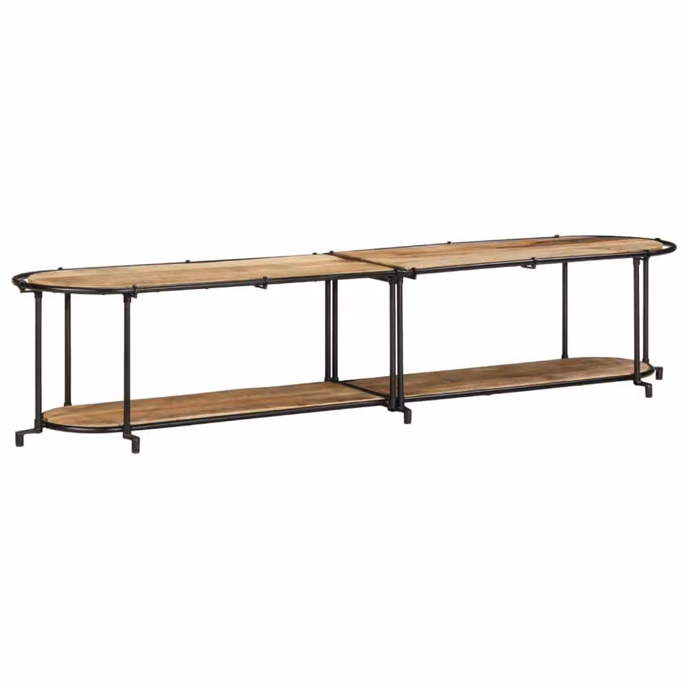 Berkfield Home Industrial TV Cabinet in Brown Solid Mango Wood and Metal, W/D/H: 200 x 42 x 40 cm – 2