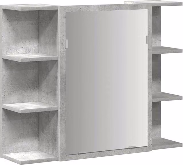 Berkfield Home Modern Bathroom Mirror Cabinet in Concrete Grey, W/D/H: 80 x 20.5 x 64 cm
