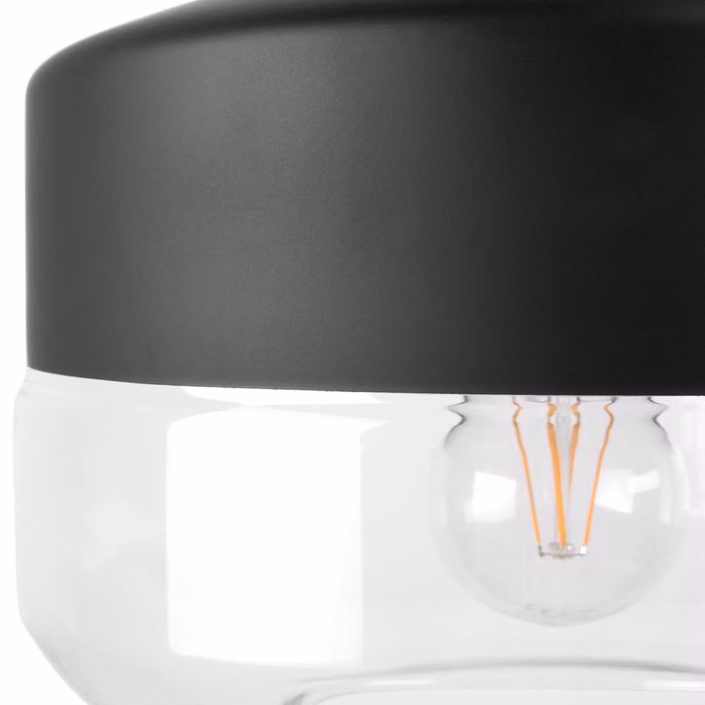 Wyld and Coco Modern Round Glass Pendant Lamp in Black and Transparent – 5