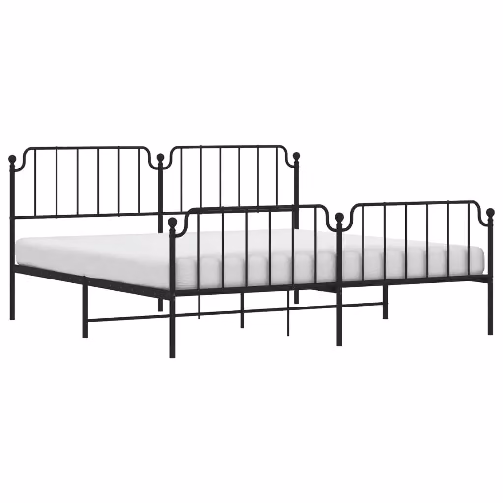Berkfield Home Metal Bed Frame with Headboard and Footboard in Black W/D/H: 193 x 203 cm – 2