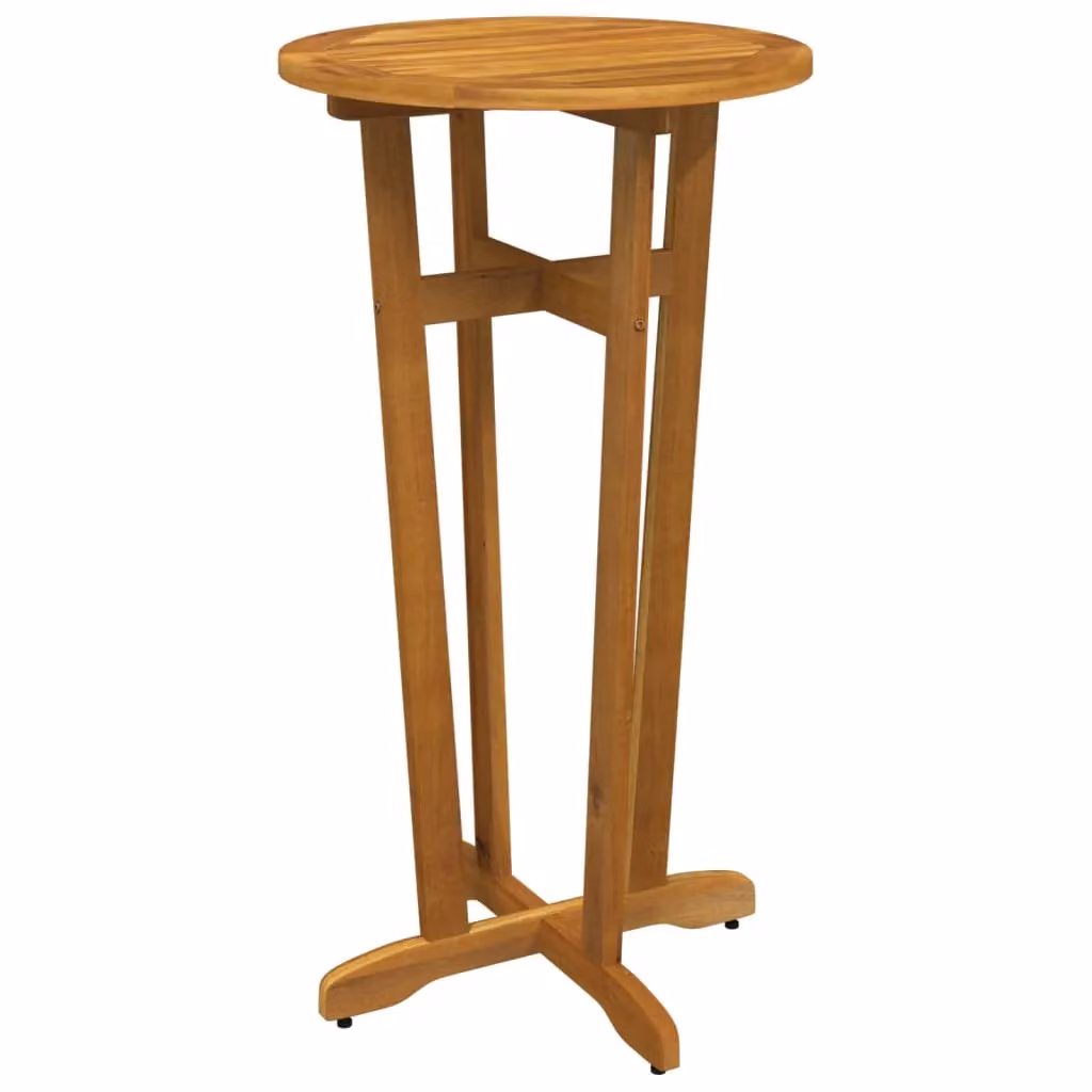 Berkfield Home Rustic Acacia Wood Garden Bar Table in Brown, Diameter: 60 cm, Height: 105 cm – 2