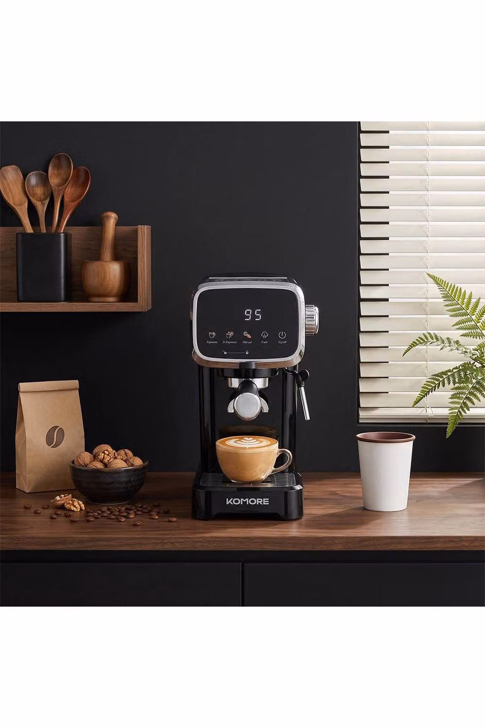 Living and Home Espresso Machine with Milk Frother and Touch Display in Black and Transparent – 4