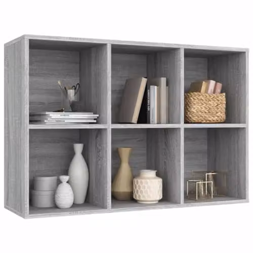 vidaXL Grey Sonoma Book Cabinet and Sideboard in Engineered Wood, W: 66 cm, D: 30 cm, H: 98 cm – 4