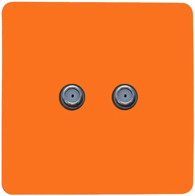 Trendi Switch 2 Gang Male F-Type Satellite Television Flush Socket in Orange