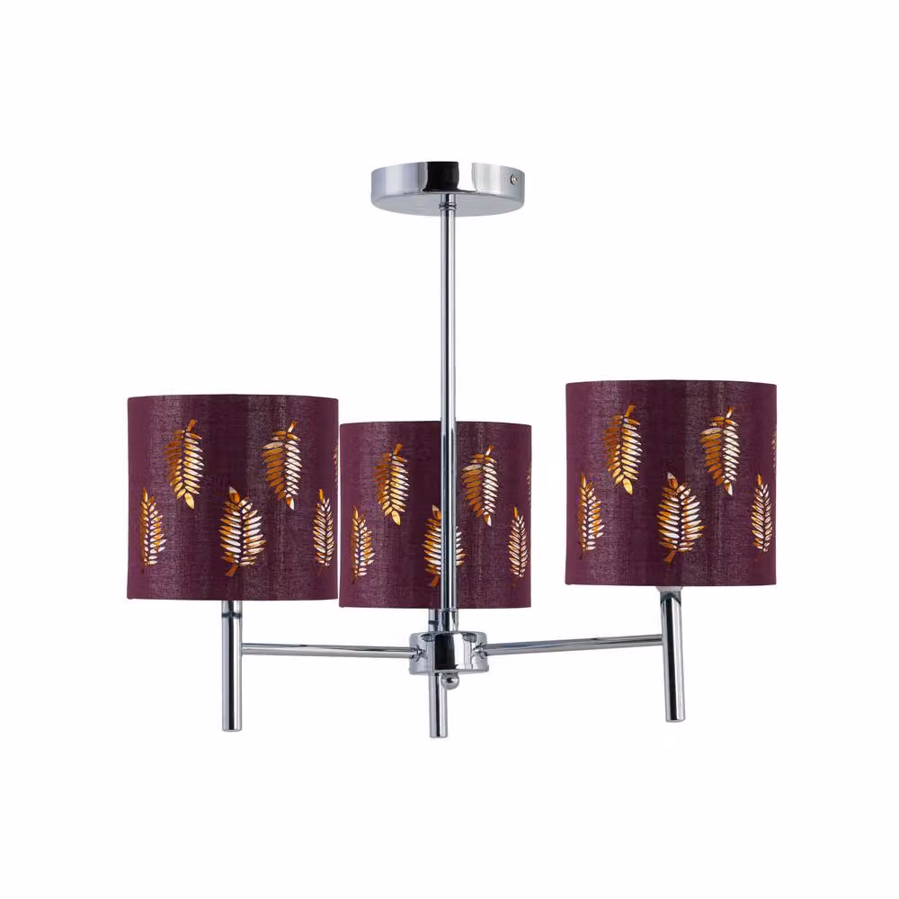 First Choice Lighting Brea Set of 2 Chrome Ceiling Light Fittings with Burgundy Fabric Shades – 2