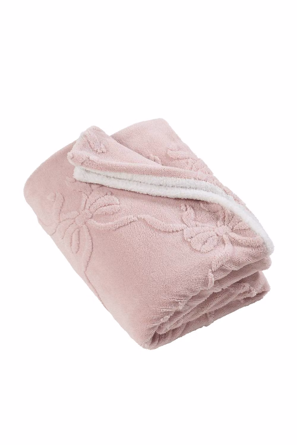 Catherine Lansfield Carved Bow Cosy Fleece Blanket Throw in Pink, W/D/H: 130 x 170 cm – 2