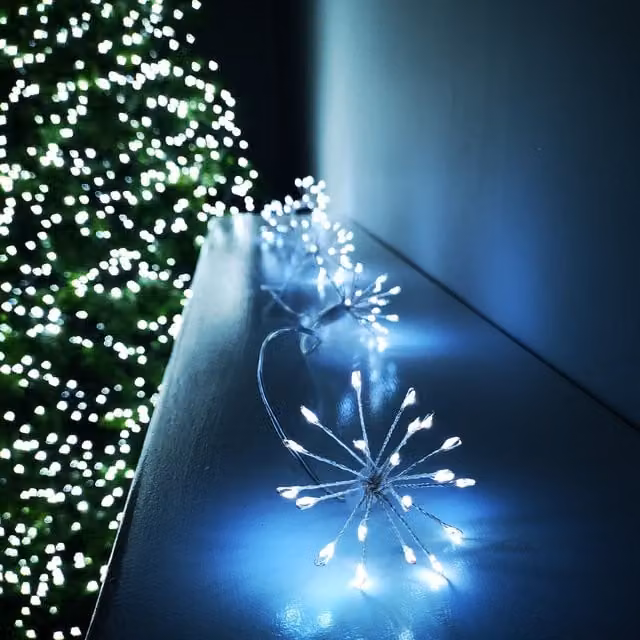 Samuel Alexander 10 Starburst Premier Christmas Outdoor Battery Timer Lights, 200 LED, Cool White – 1