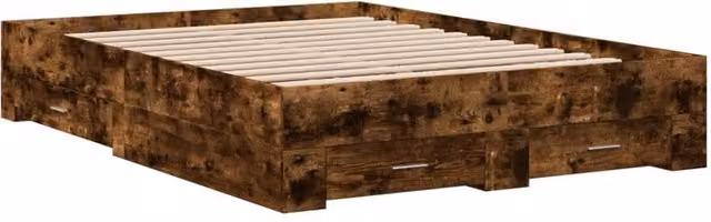 Berkfield Home Modern Bed Frame with Drawers in Smoked Oak Brown, W/D/H: 120 x 200 x 123 cm – 1