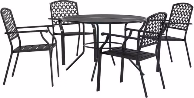 Berkfield Home Stackable Garden Chair Set of 5 in Anthracite Black Powder-coated Steel – 1