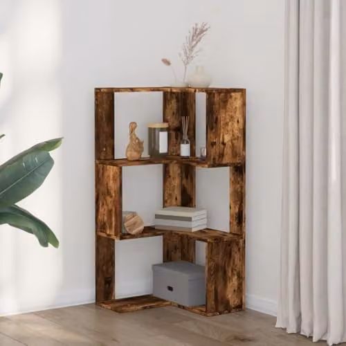 vidaXL 3-Tier Corner Bookcase in Brown Engineered Wood, W/D/H: 50 x 50 x 102 cm – 2