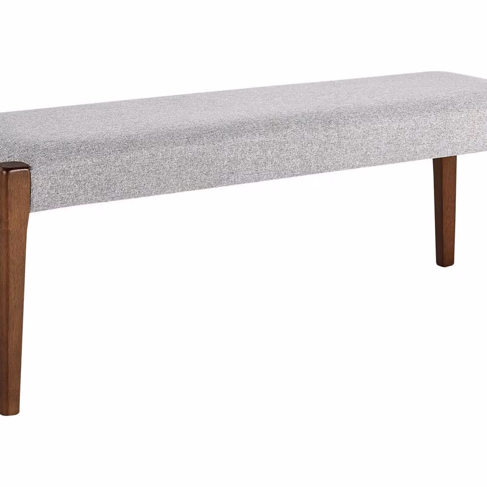 Wyld and Coco Hallway Bench with Grey Fabric Upholstered Seat and Dark Wood Frame – 2