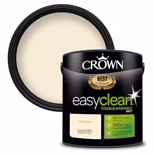 Crown EASYCLEAN Classic Matt Emulsion Wall Paint, Beige, 2.5L