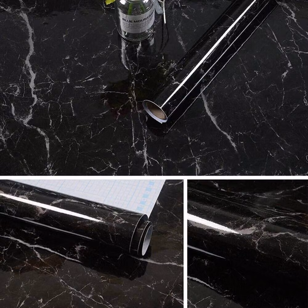 FLAVORA Black Marble Gloss Self-Adhesive Vinyl Countertop Film, W: 52 cm, L: 1000 cm – 3