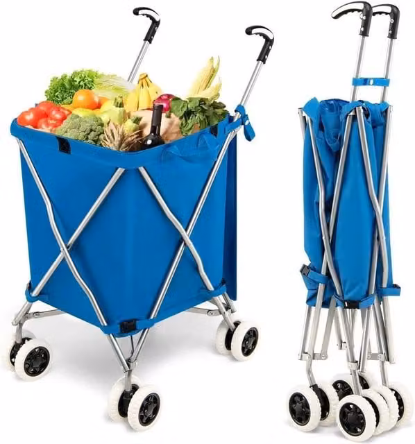 Havendro 90L Lightweight Waterproof Folding Grocery Utility Cart in Blue – 1