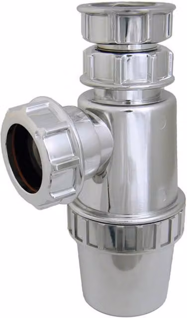 FloPlast Silver Chrome Style Telescopic Bottle Trap with 76mm Seal and 40mm Connection