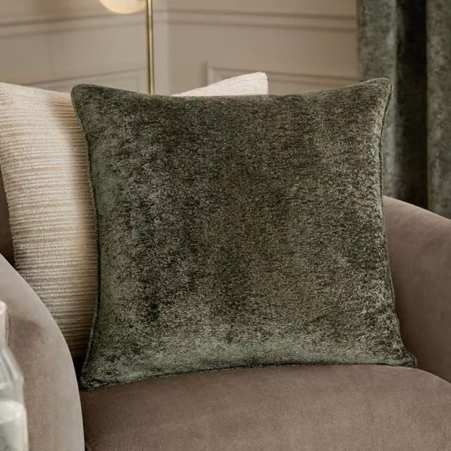 Paoletti Lustre Green Crushed Velvet Square Cushion, W/D/H: 50 x 50 x 50 cm – 1