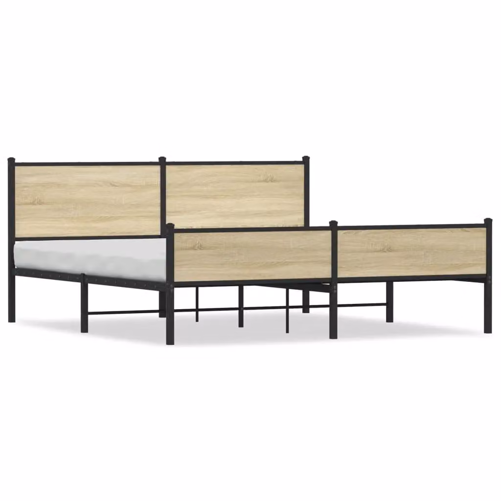 Berkfield Home Metal Bed Frame in Sonoma Oak Brown, W/D/H: 180 x 200 cm Super King – 2