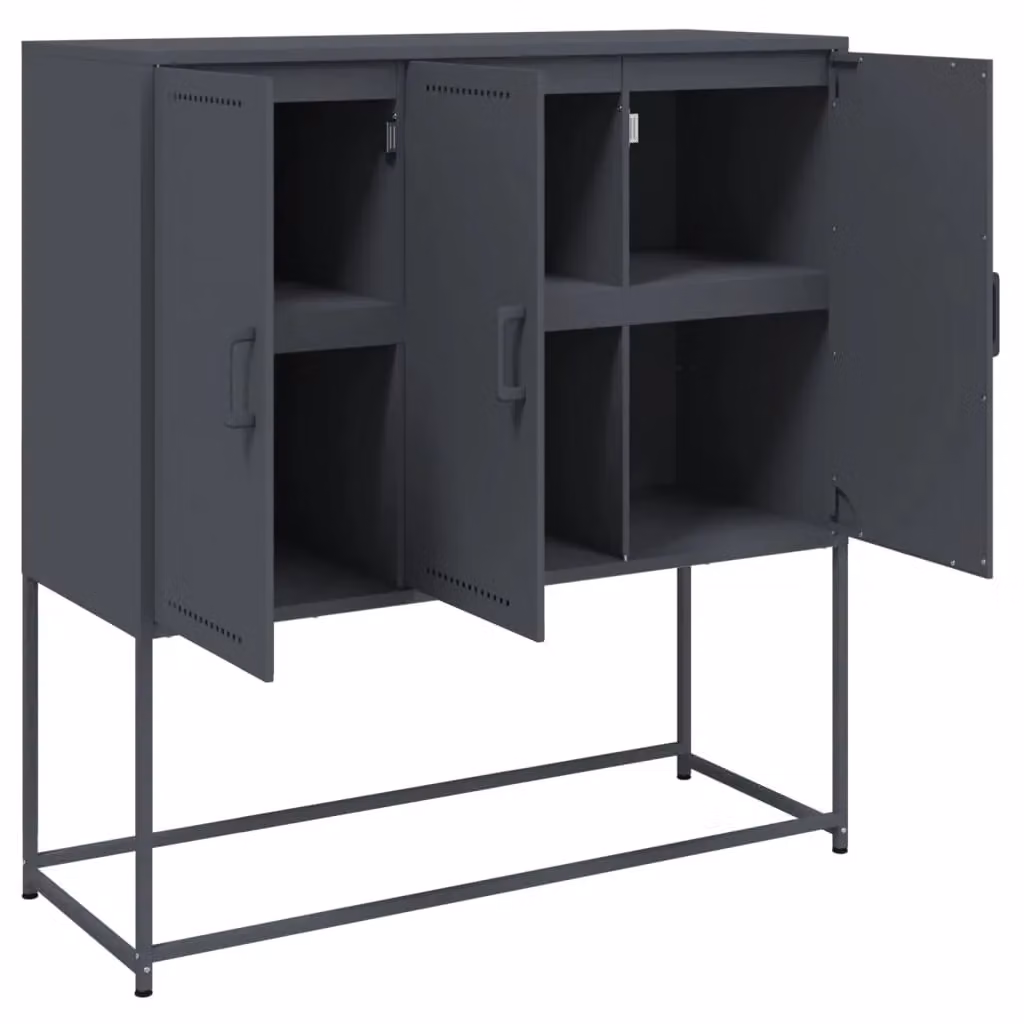 Berkfield Home Anthracite Industrial Steel Highboard W/D/H: 100.5 x 39 x 107 cm – 6