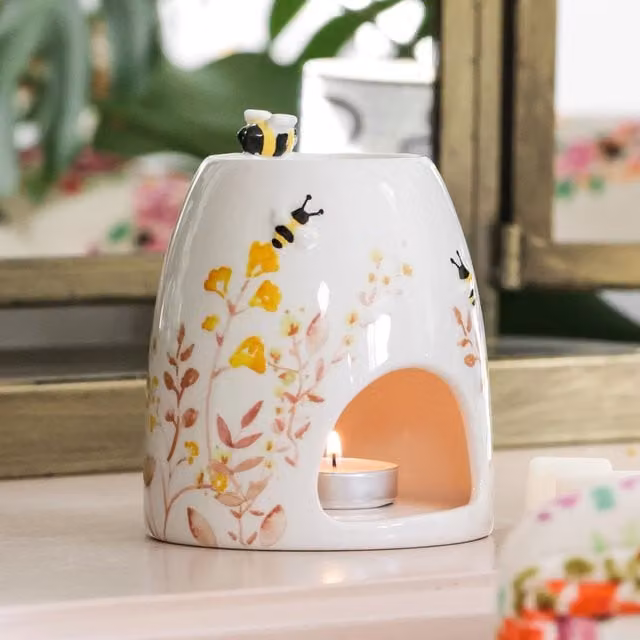 Lisa Angel Pink and White Floral Ceramic Tealight Wax Burner – 1