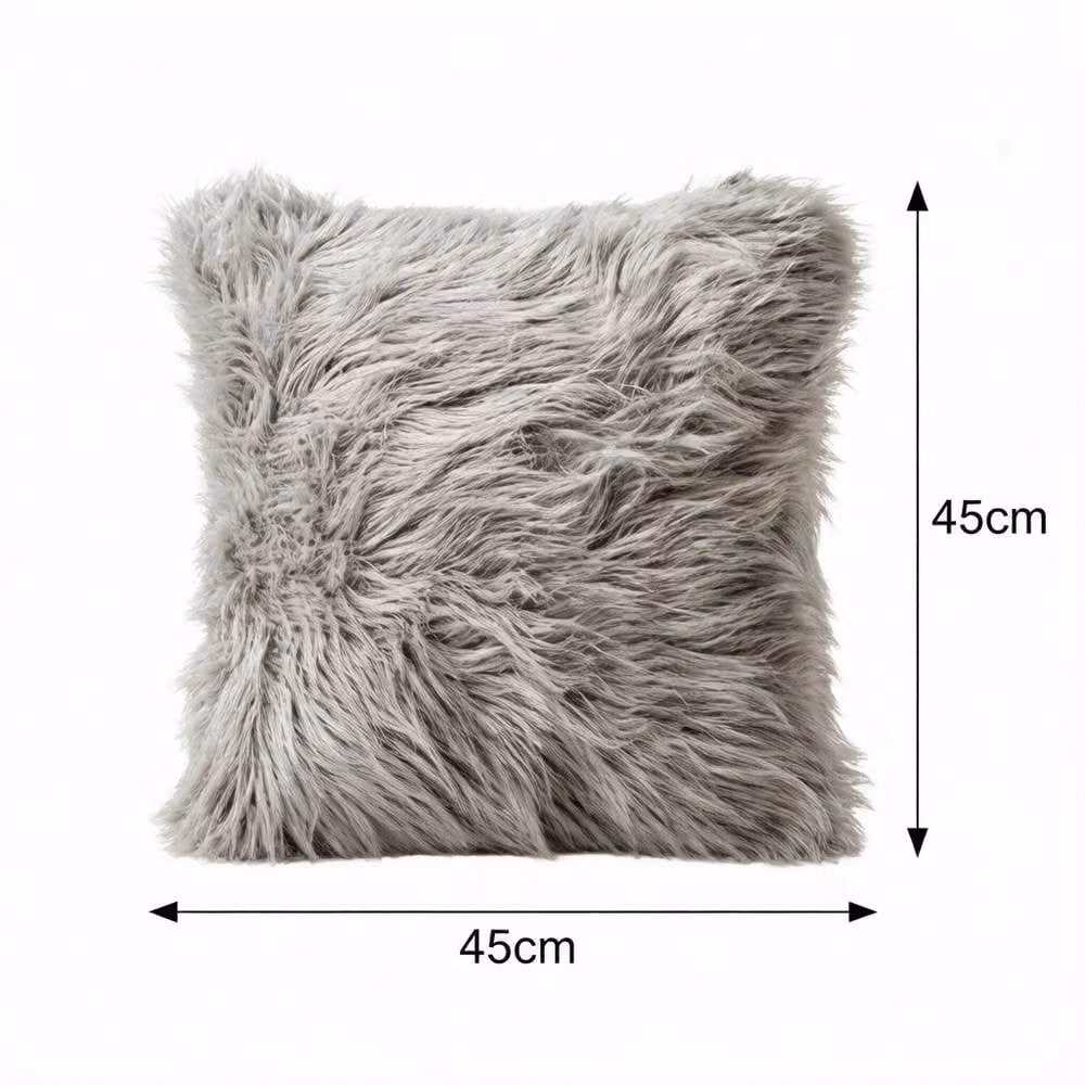Garden Sanctuary Grey Square Faux Fur Throw Pillow Cover – 2