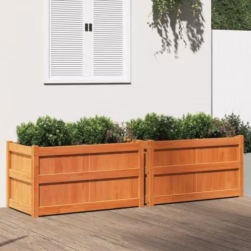 vidaXL Set of 2 Wax Brown Solid Wood Pine Garden Planter Tubs – 2
