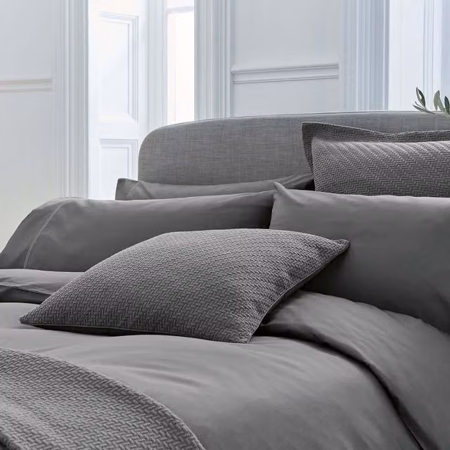 Bedeck of Belfast Andaz Single Cotton Percale Duvet Cover, Charcoal Grey
