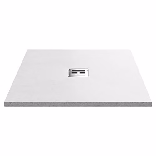 nuie NLT61010 Modern Slimline Square Bathroom Shower Tray, W x W: 90 x 90 cm, White