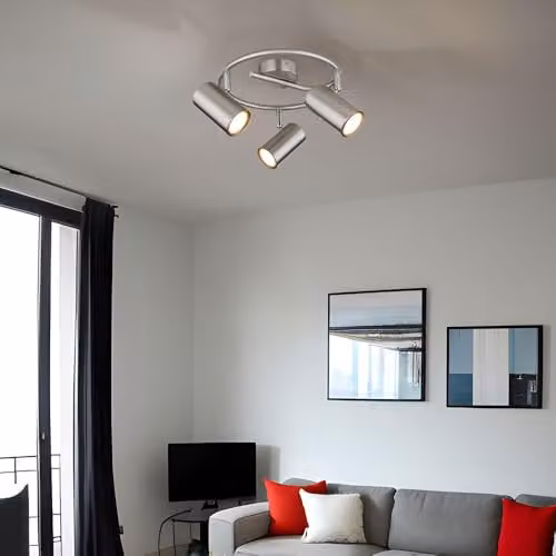 Globo Lighting Arc Adjustable 3-Bulb GU10 Ceiling Spotlight in Silver Grey, Diameter: 25 cm, Height: 13.5 cm – 3