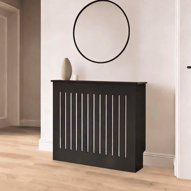 Home Source Modern Lacquered MDF Radiator Cover in Black or White, Width: 112 cm