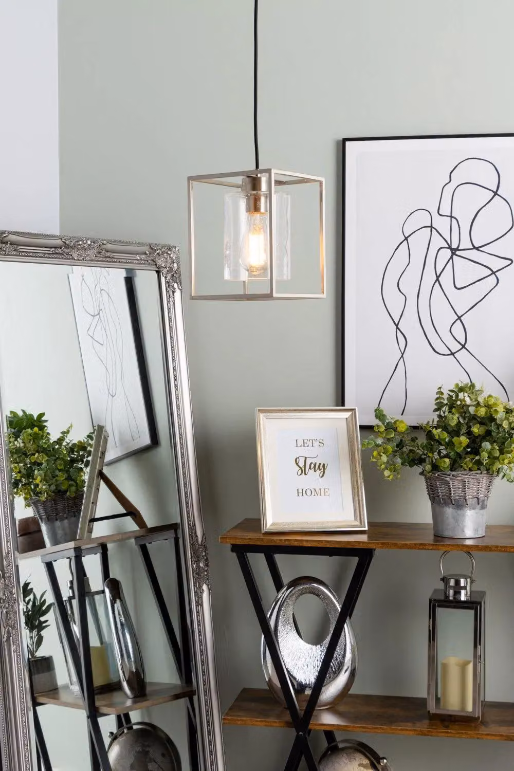 BHS Lighting Hardy Modern Silver Sphere Ceiling Pendant Light with Transparent Glass – 2