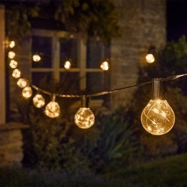 Marco Paul Solar LED Outdoor Sphere String Lights, Warm White, 14.5m, Black – 1