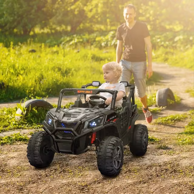 AIYAPLAY 2 Seater 24V Kids Electric Ride On Car with Remote Control, Black
