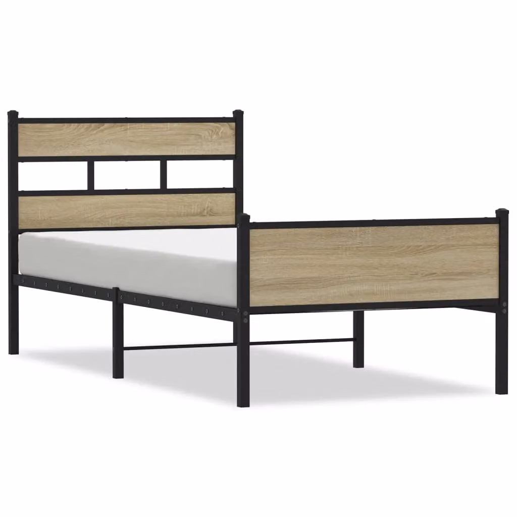 Berkfield Home Sonoma Oak Single Bed Frame in Brown, W/D/H: 90 x 190 cm – 2